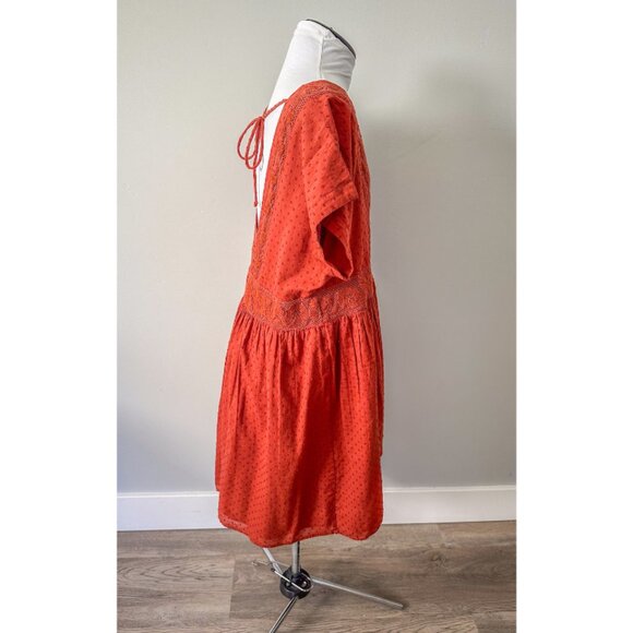 Shyanne Embroidered Boho Babydoll Summer Dress in Rust - Picture 7 of 12